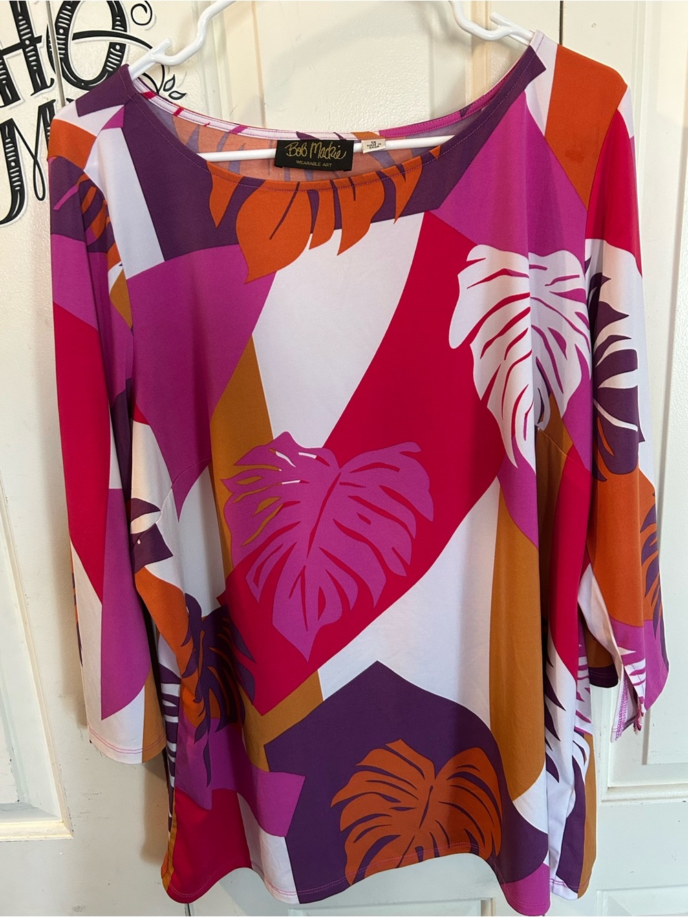 Bob Mackie Wearable Art Resort Wear Tunic Retro Geometric size 1X